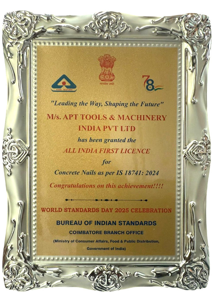 Certifications | Apt Tools & Machinery